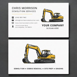 Demolition Services Excavation Excavator Business Card