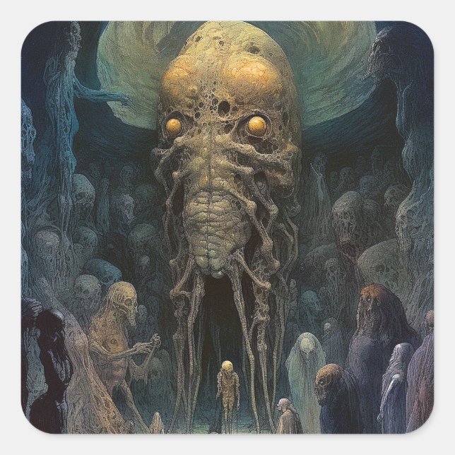 Demon Alien Underworld Creature Square Sticker (Front)