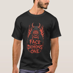 Demon Cat Samurai Face Your Demons Warrior Strengt T-Shirt