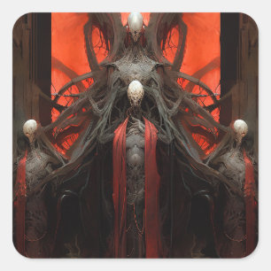 Demon Creatures Dark Fantasy Horror Square Sticker