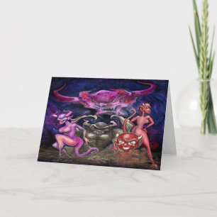 Demon Dance Folded Greeting Card