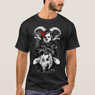 Demon  Devil Woman With Horns Skull Rockers T-Shirt