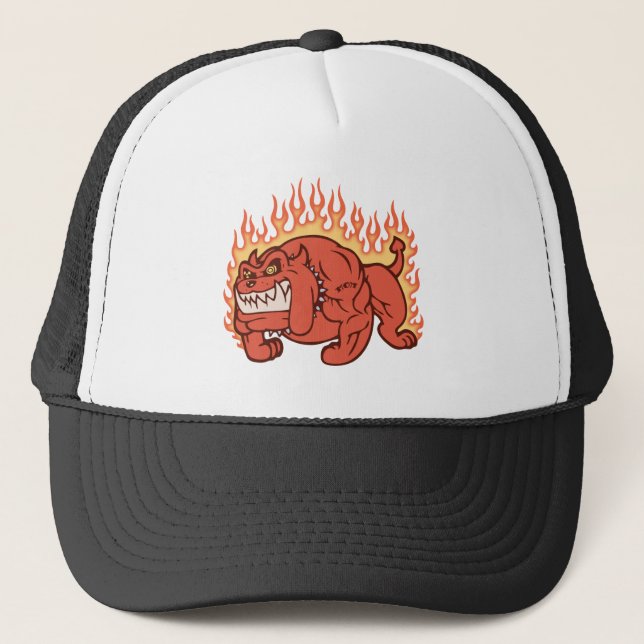 Demon Dog -Flames Trucker Hat (Front)