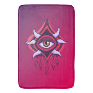 Demon Eye - Whimsigoth Horror Art in Pink Bath Mat