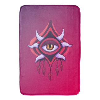 Demon Eye - Whimsigoth Horror Art in Pink Bath Mat