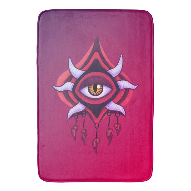 Demon Eye - Whimsigoth Horror Art in Pink Bath Mat (Front Vertical)
