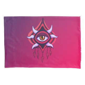 Demon Eye - Whimsigoth Horror Art in Pink Pillowcase
