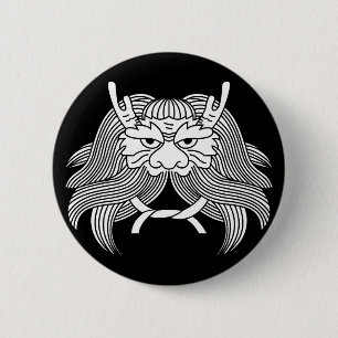 Demon helmet 6 cm round badge