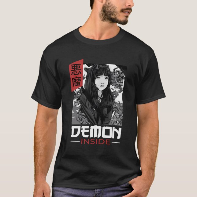 Demon Inside Japanese Oni Japan Graphic Aesthetic  T-Shirt (Front)