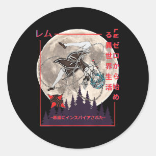 Demon Maid Japanese Anime Manga Style  Classic Round Sticker