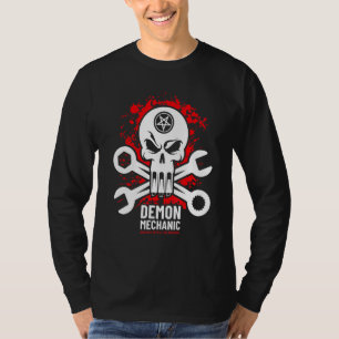 Demon Mechanic Skull Wrench Car Repair Engineer T-Shirt