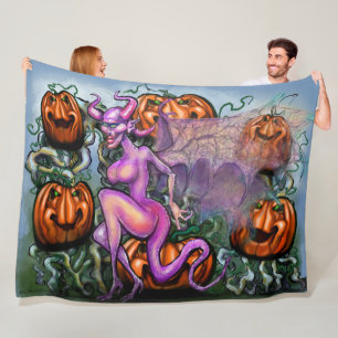 Demon Pumpkins Fleece Blanket