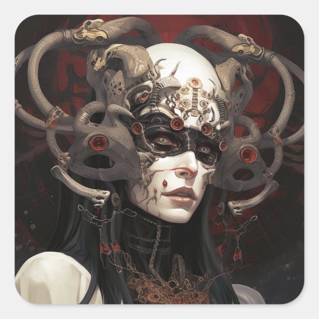 Demon Queen Fantasy Art Square Sticker (Front)