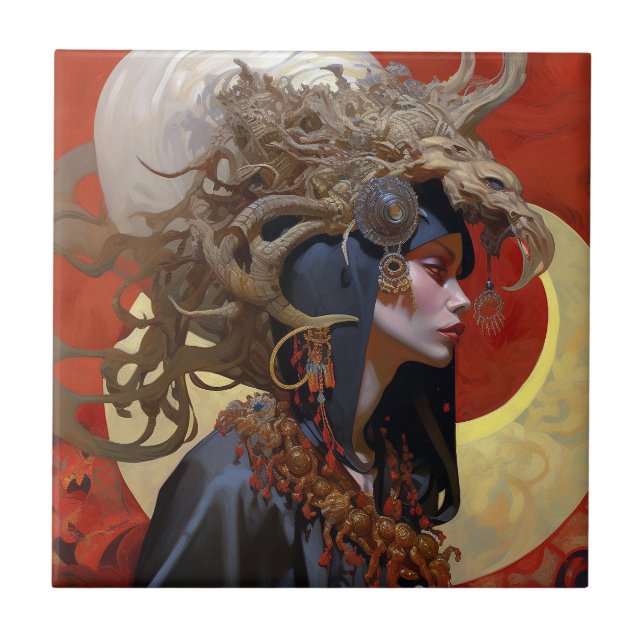 Demon Queen Fantasy Art Tile (Front)
