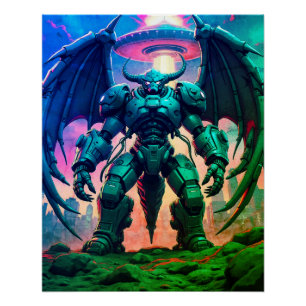 Demon Roboter mit Flügel bei einem UFO Poster
