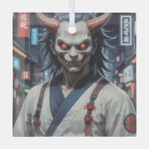 Demon Samurai Glass Tree Decoration