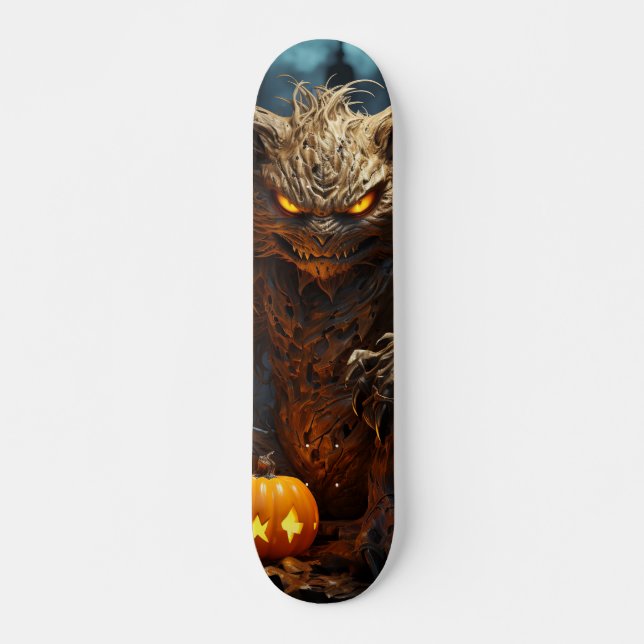 Demon Skateboard Cat creature with pumpkin (Front)