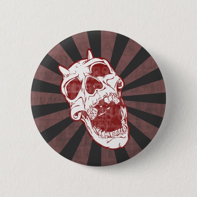 Demon Skull 6 Cm Round Badge (Front)