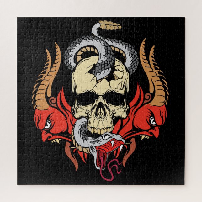 Demon Skull and Snakes Jigsaw Puzzle (Vertical)