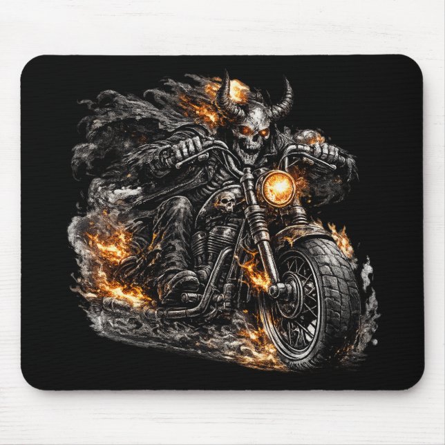 Demon Skull Biker Motorcycle Mouse Mat (Front)