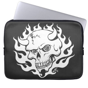 Demon Skull in Flames Laptop Sleeve
