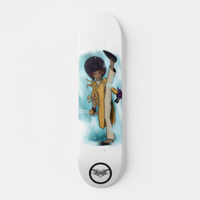 Demon slayer Afro Tia kick glowing red eyes Skateboard (Front)