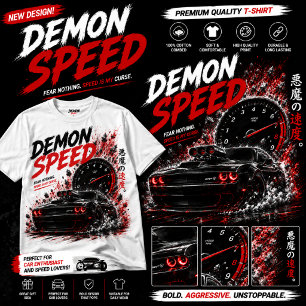 Demon Speed Muscle Car Dark Racing - White T-Shirt
