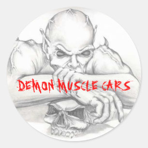 DEMON STICKER, DEMON MUSCLE CARS CLASSIC ROUND STICKER