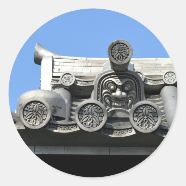 Demon Tile, Osu Kannon Temple, Nagoya Classic Round Sticker (Front)