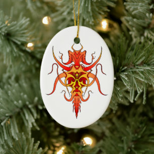 Demon Tribal Tattoo Design Ceramic Tree Decoration