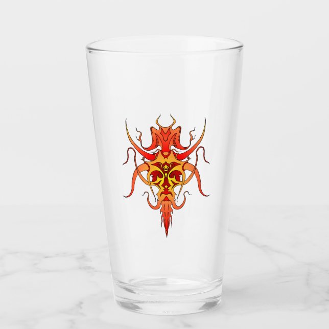 Demon Tribal Tattoo Design Glass (Front)