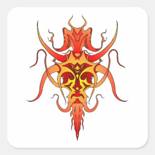 Demon Tribal Tattoo Design Square Sticker