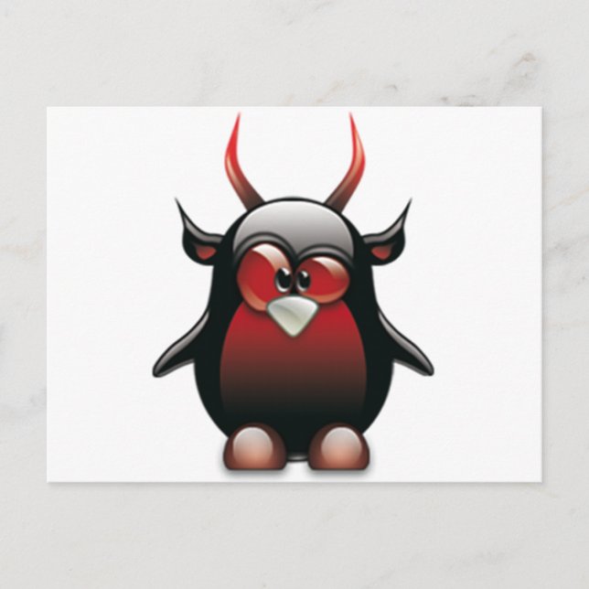 Demon Tux (Linux Tux) Postcard (Front)