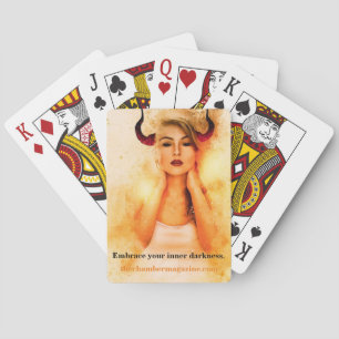 demon woman playing cards