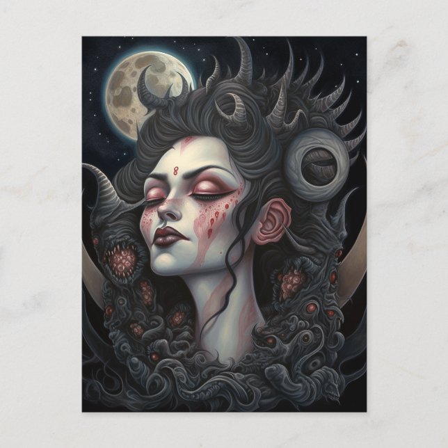 Demon Woman Queen Dark Fantasy Art Postcard (Front)