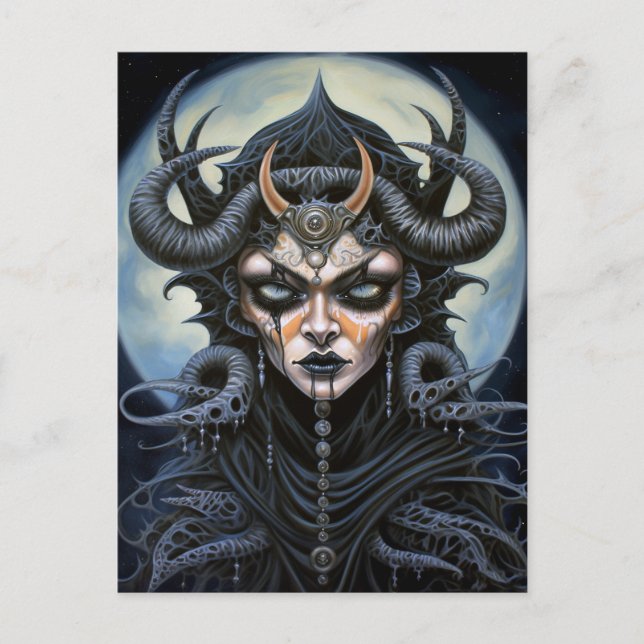 Demon Woman Queen Dark Fantasy Art Postcard (Front)