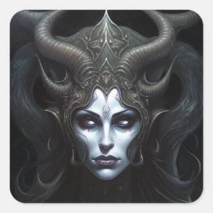 Demon Woman Queen Dark Fantasy Art Square Sticker
