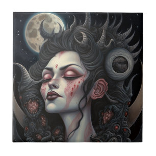 Demon Woman Queen Dark Fantasy Art Tile