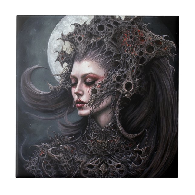 Demon Woman Queen Dark Fantasy Art Tile (Front)