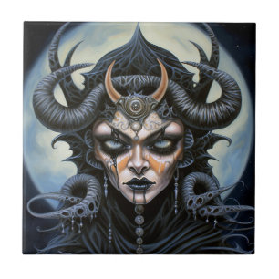 Demon Woman Queen Dark Fantasy Art Tile