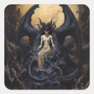 Demoness Dark Fantasy Goth Gothic Art Square Sticker