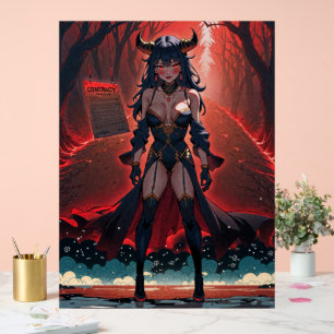 Demoness with Contact at Crossroads, Anime Demon Acrylic Sign