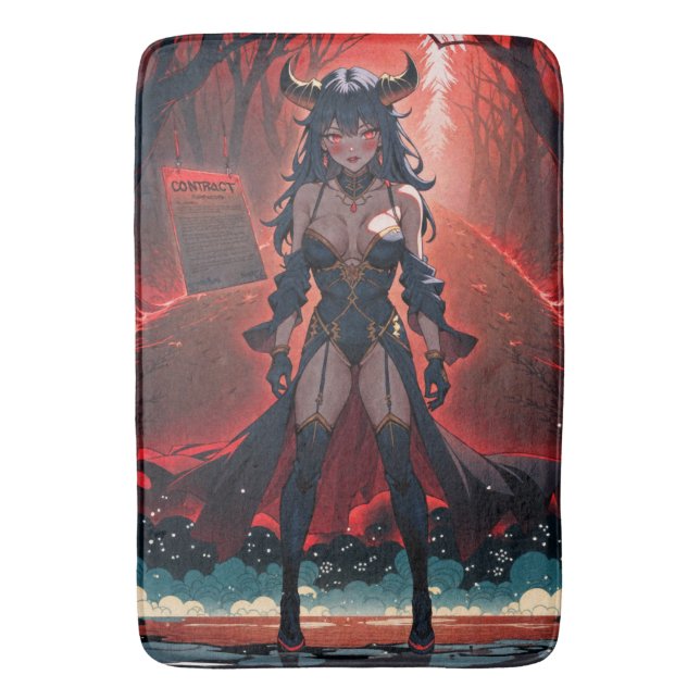 Demoness with Contact at Crossroads, Anime Demon Bath Mat (Front Vertical)