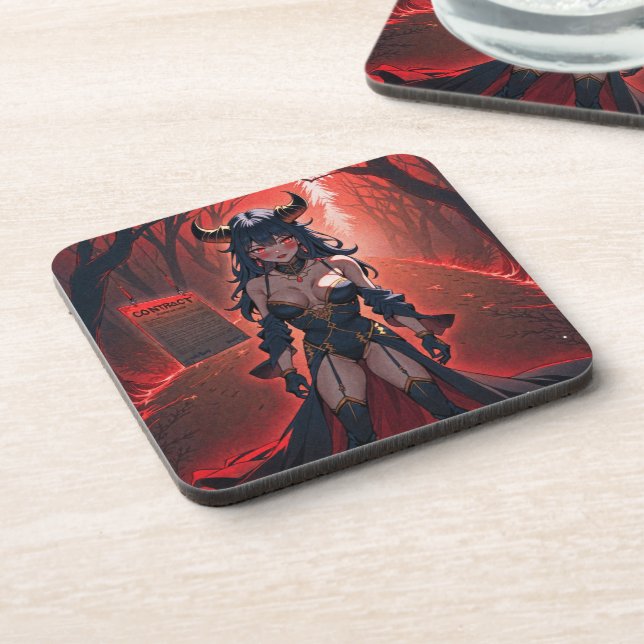 Demoness with Contact at Crossroads, Anime Demon Coaster (Left Side)