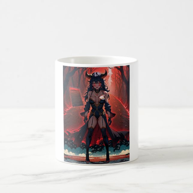 Demoness with Contact at Crossroads, Anime Demon Coffee Mug (Center)