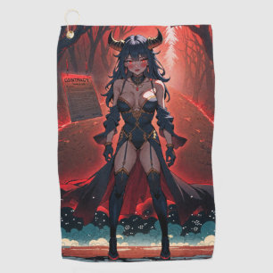 Demoness with Contact at Crossroads, Anime Demon Golf Towel