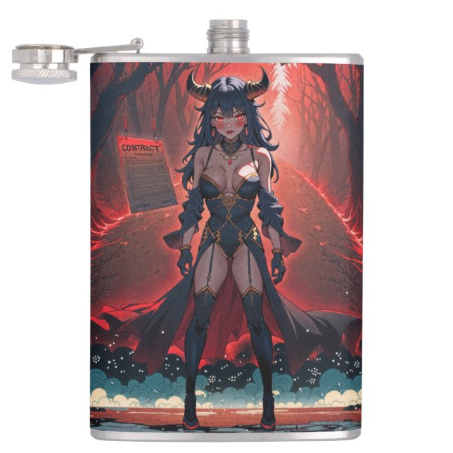 Demoness with Contact at Crossroads, Anime Demon Hip Flask (Opened)