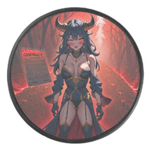 Demoness with Contact at Crossroads, Anime Demon Hockey Puck