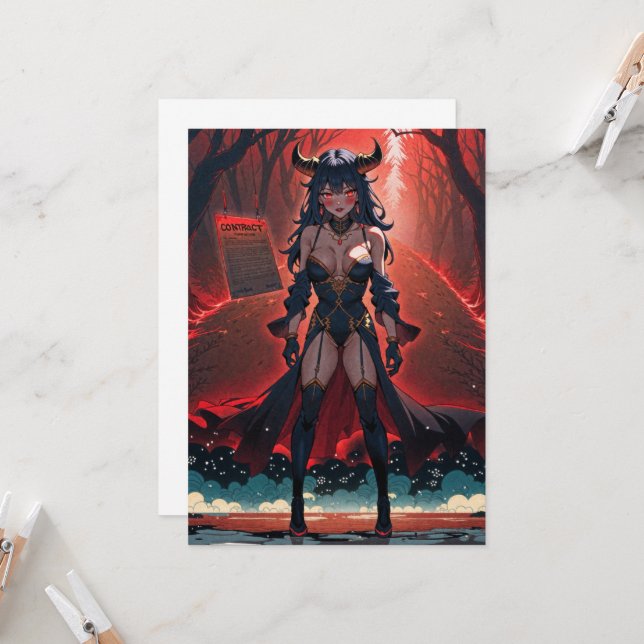 Demoness with Contact at Crossroads, Anime Demon Invitation (Front/Back In Situ)