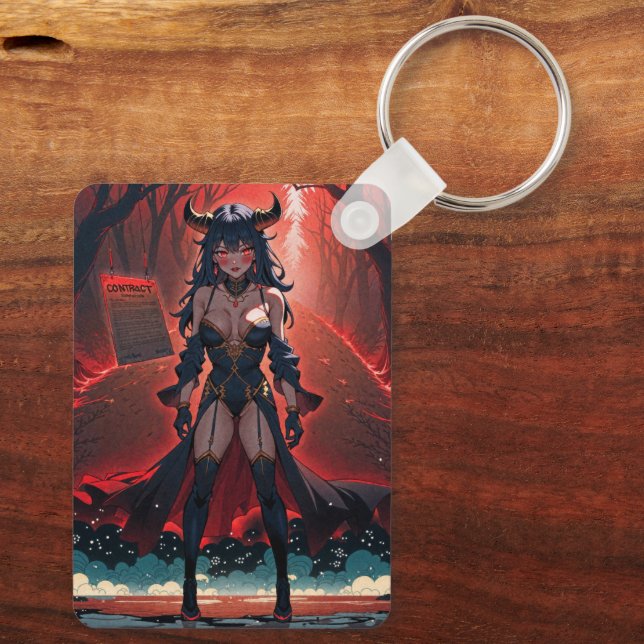 Demoness with Contact at Crossroads, Anime Demon Key Ring (Back)